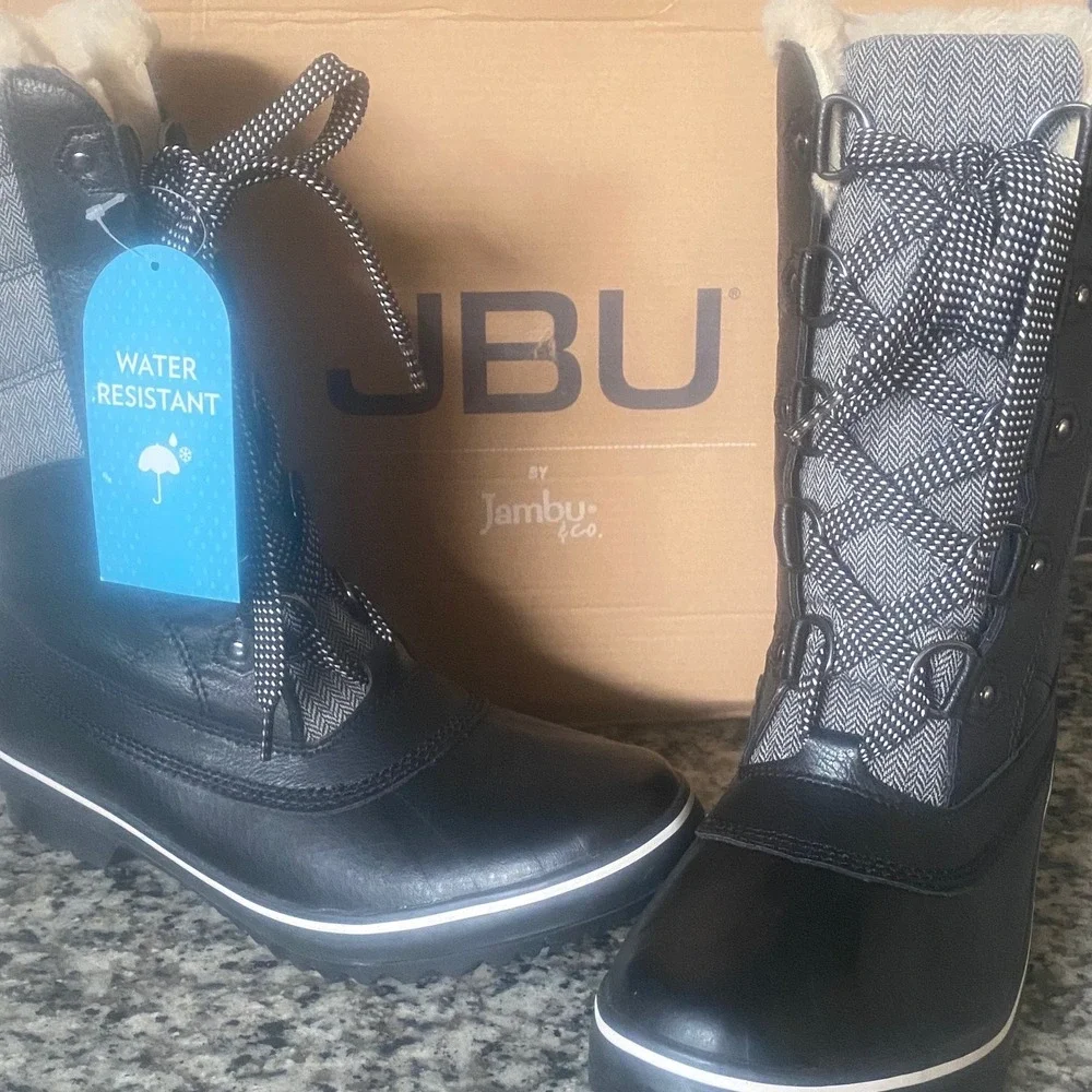 JBU by Jambu Siberia Water Resistant Winter Boots Black Herringbone B2SIB91 8.5M